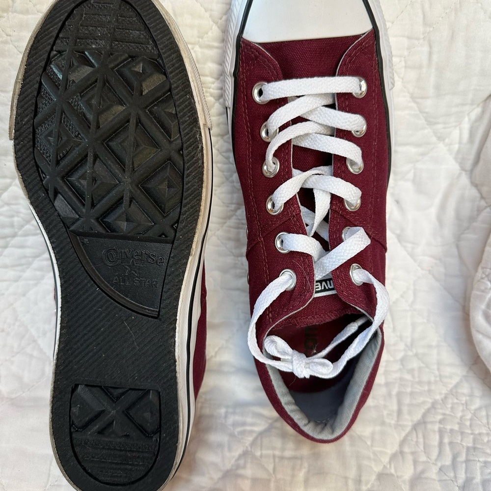 Maroon converse sneakers